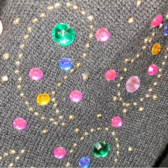 Vintage Doncaster Lambswool & Angora Black Beaded Mock Neck Sweater Size M - Picture 5 of 10